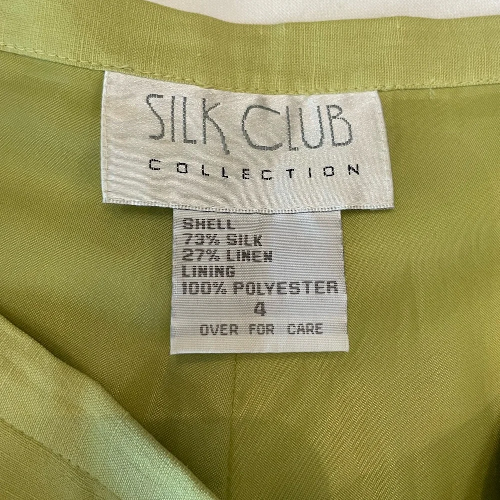 Linen Blend Silk Club Collection Chic Lime Wide-Leg Women’s Pants - Picture 6 of 7